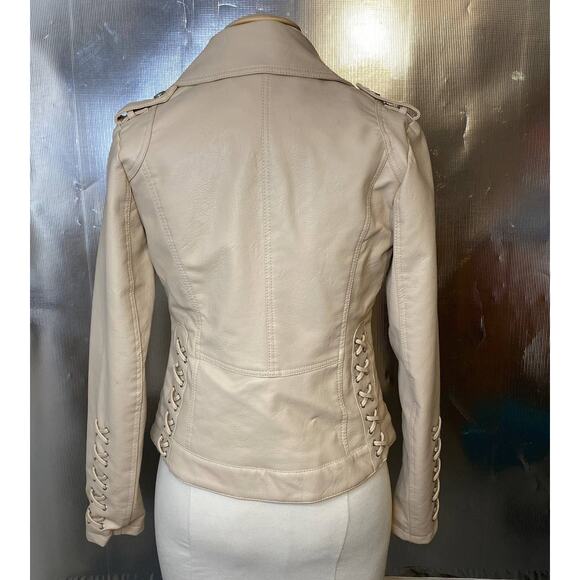 Steve Madden Faux Leather Jacket Beige size S/P - Picture 2 of 14